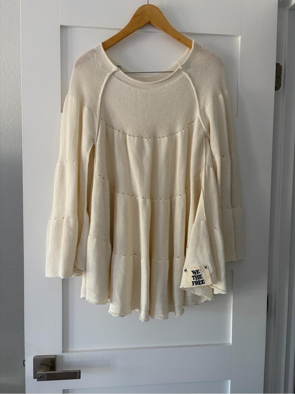 We The Free Cream Bell Sleeve Knit Top